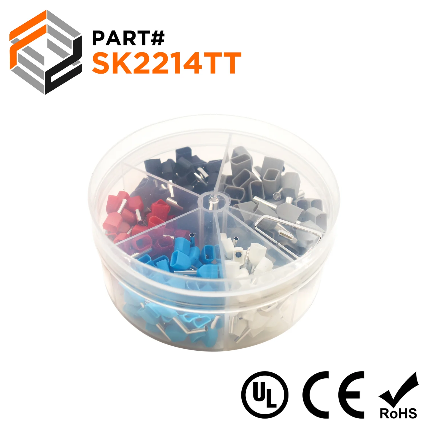 SK2214TT - 22 to 14 AWG Insulated Twin Wire Ferrules Mini Kit, 250 Pieces, Series T, 1 Kit