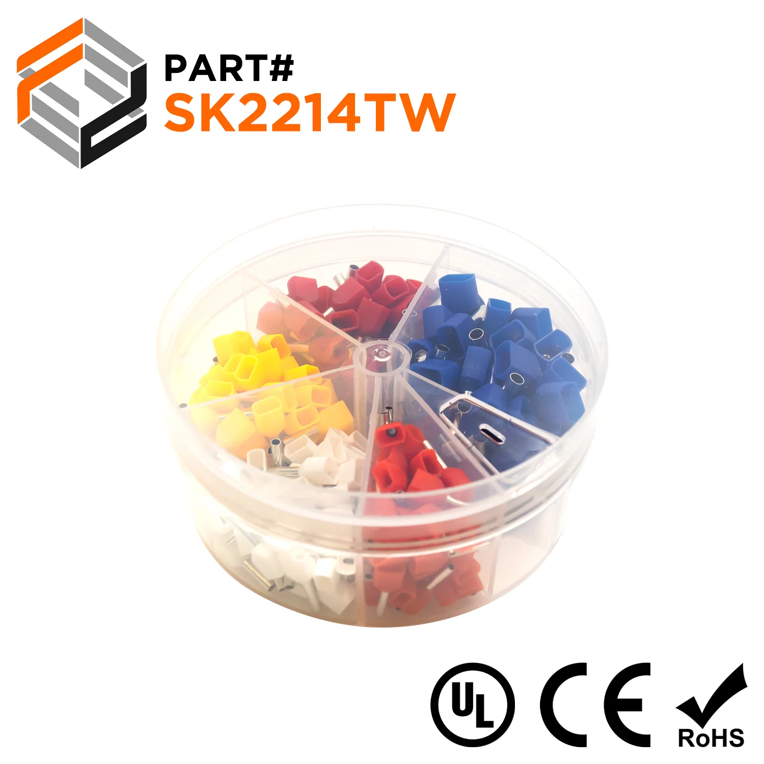 SK2214TW - 22 to 14 AWG Insulated Twin Wire Ferrules Mini Kit, 250 Pieces, Series W, 1 Kit