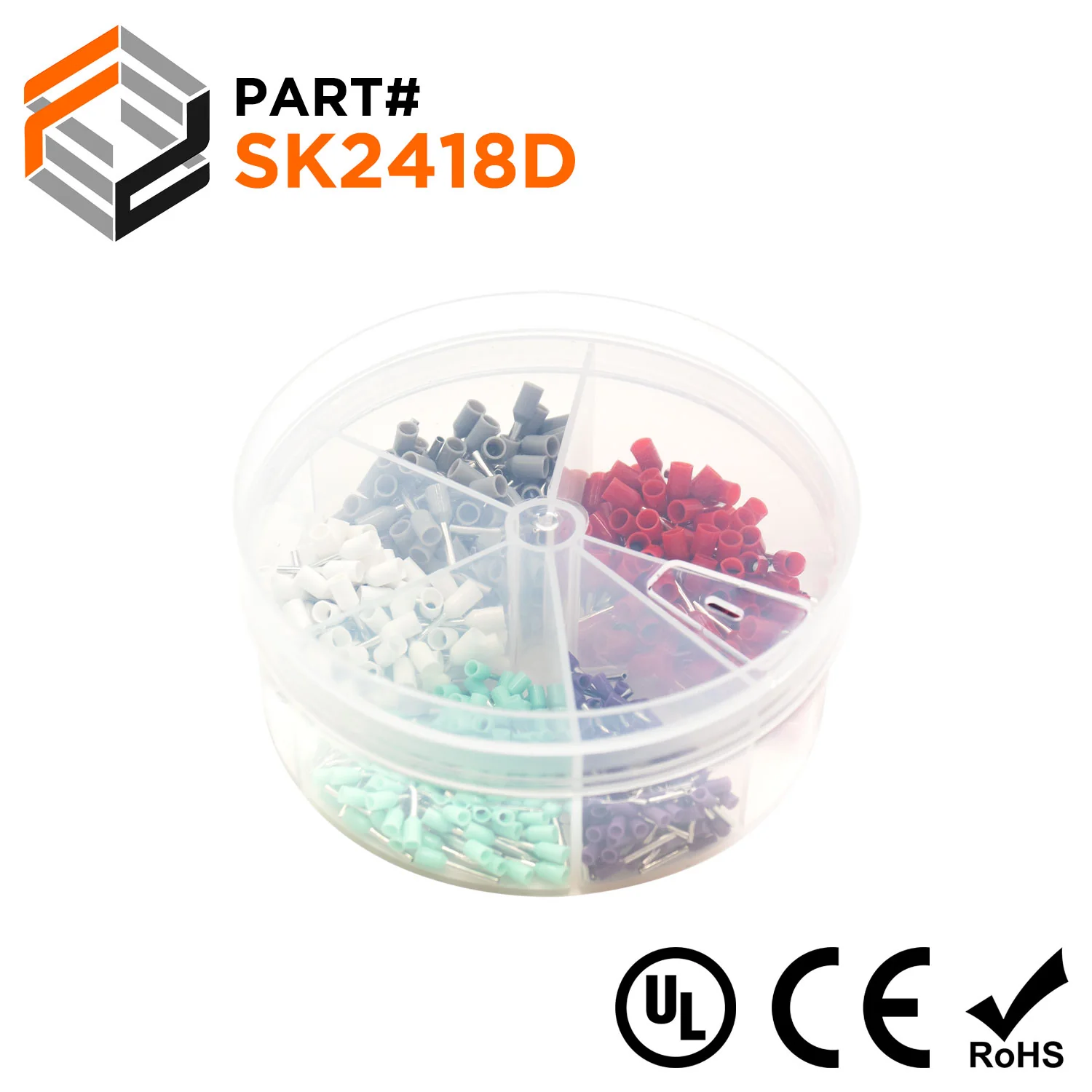 SK2418D - 24 to 18 AWG Single Insulated Wire Ferrules Mini Kit, 500 Pieces, Series D, 1 Kit