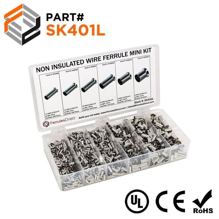 SK401L Mini Kit - Large Size Non Insulated Ferrules - 14-4 AWG, 1 Kit