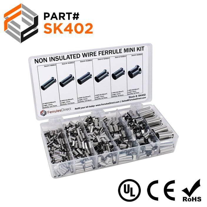 SK402 - Non Insulated Wire Ferrule Mini Starter Kit - 10-1 AWG, 1 Kit