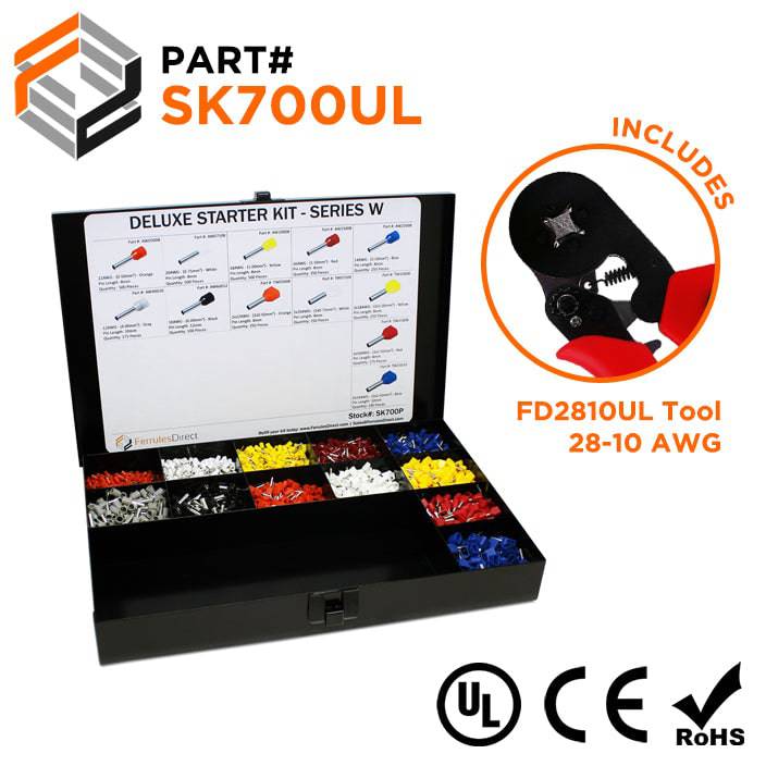 SK700UL - 22 to 10 AWG Wire Ferrules Deluxe Kit + FD2810UL Tool, 3,450-Pieces, Series W, 1 Kit