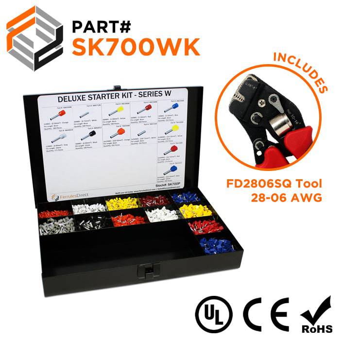 SK700WK - 22 to 10 AWG Wire Ferrules Deluxe Kit + FD2806SQ Tool, 3,450-Pieces, Series W, 1 Kit