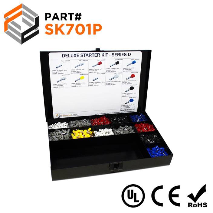 SK701P - 22 to 10 AWG Wire Ferrules Deluxe Kit, 3,450-Pieces, Series D, 1 Kit