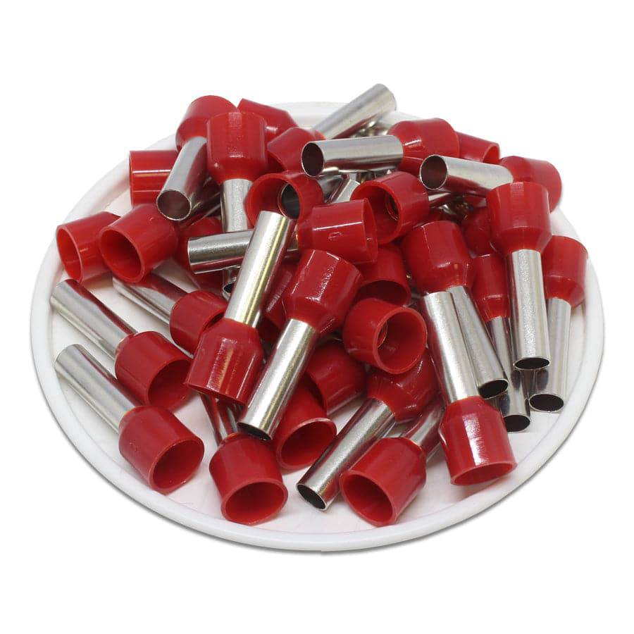 AD100015 - 8 AWG Insulated Wire Ferrules, 15mm Pin, Red, 100 Pieces - Image 2
