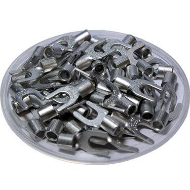 SN5-5 - 12 to 10 AWG Non Insulated Spade Terminals, #10 Stud, UL Approved, 100 Pieces