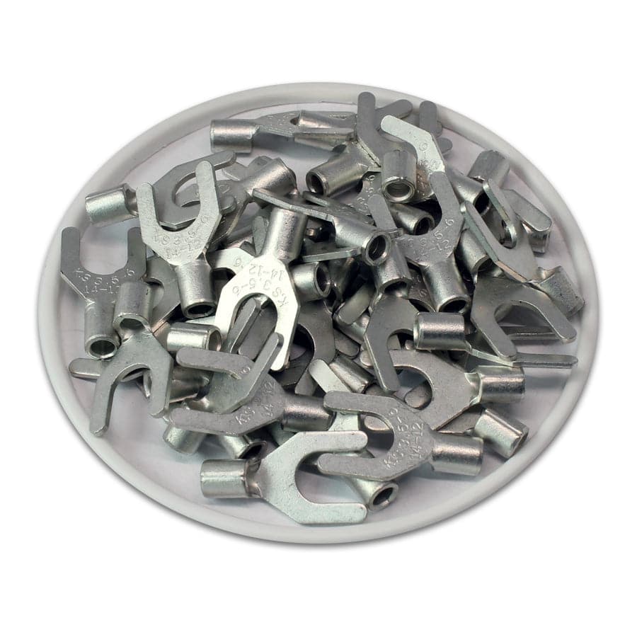 14-12 AWG Non Insulated Spade Terminals, 1/4" Stud, UL Approved, 100 Pieces - SNB3-6