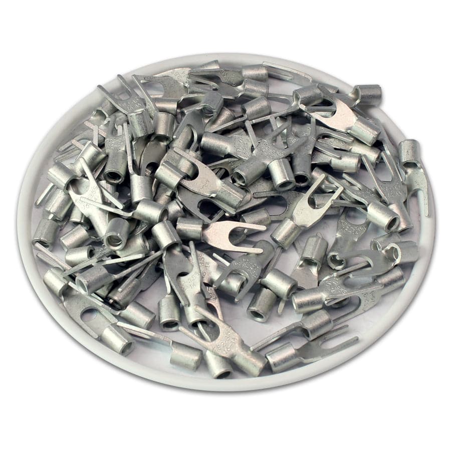 16-14 AWG Non Insulated Spade Terminals, #6 Stud, UL Approved, 100 Pieces - SNBS2-37