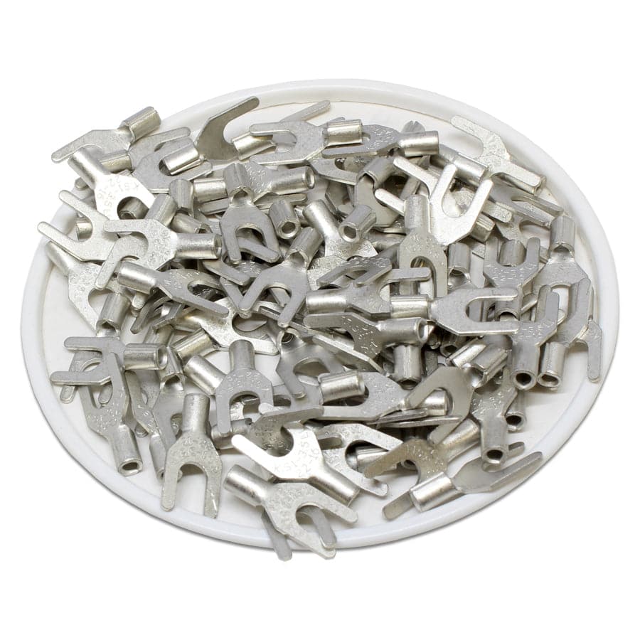 SNLL1-37 - 22 to 16 AWG Non Insulated Spade Terminals, #6 Stud, UL Approved, 100 Pieces