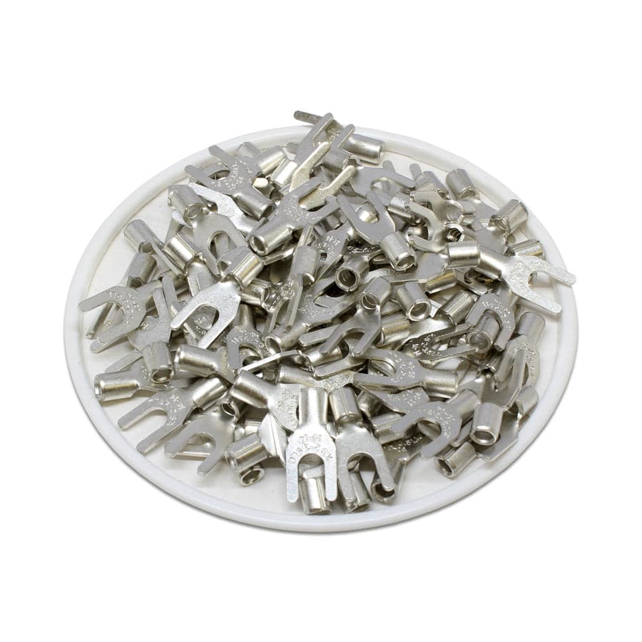 SNLL2-37 - 16 to 14 AWG Non Insulated Spade Terminals, #6 Stud, UL Recognized, 100 Pieces
