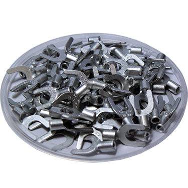 SNS2-5 - 16 to 14 AWG Non Insulated Spade Terminals, #10 Stud, UL Approved, 100 Pieces