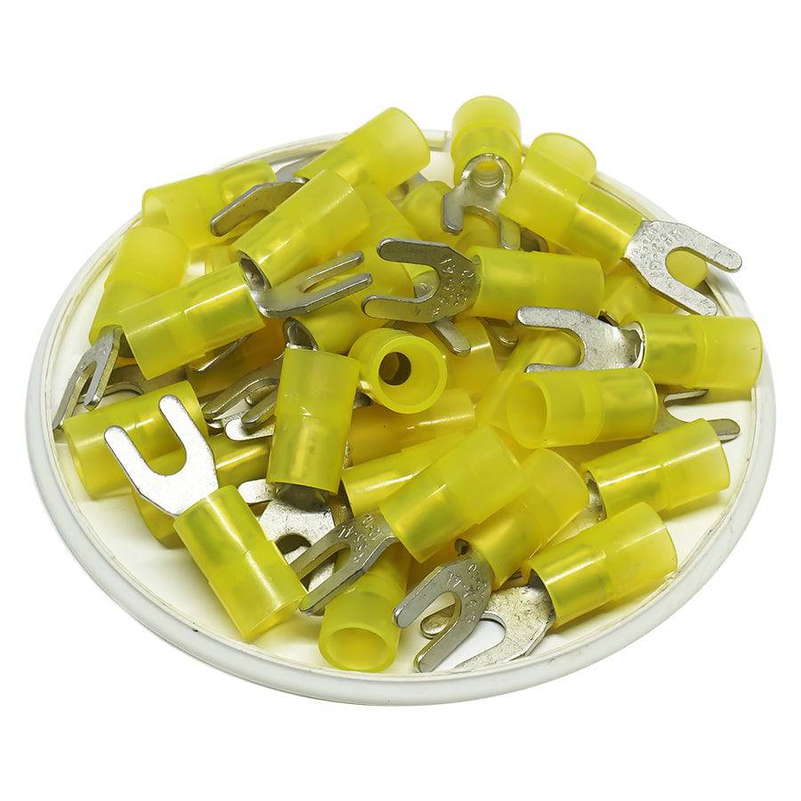 SNYBL5-4 - Nylon Insulated Spade Terminal - 12-10 AWG - #8 Stud - Yellow