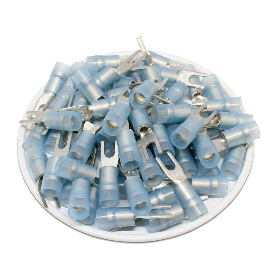 SNYD2-3.2 - Nylon Insulated Double Crimp Spade Terminals - 16-14 AWG - #4 Stud