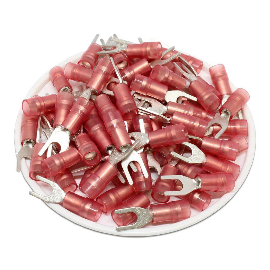 SNYDL1-37 - Nylon Insulated Double Crimp Spade Terminals - 22-16 AWG - #6 Stud
