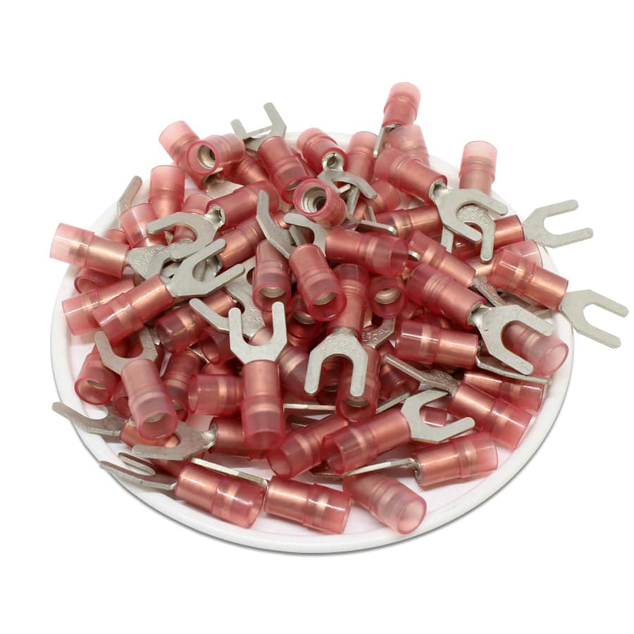 SNYDL1-4 - Nylon Insulated Double Crimp Spade Terminals - 22-16 AWG - #8 Stud