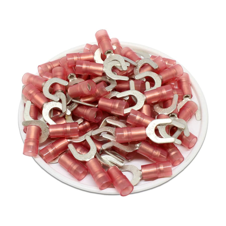 SNYDL1-5 - Nylon Insulated Double Crimp Spade Terminals - 22-16 AWG - #10 Stud