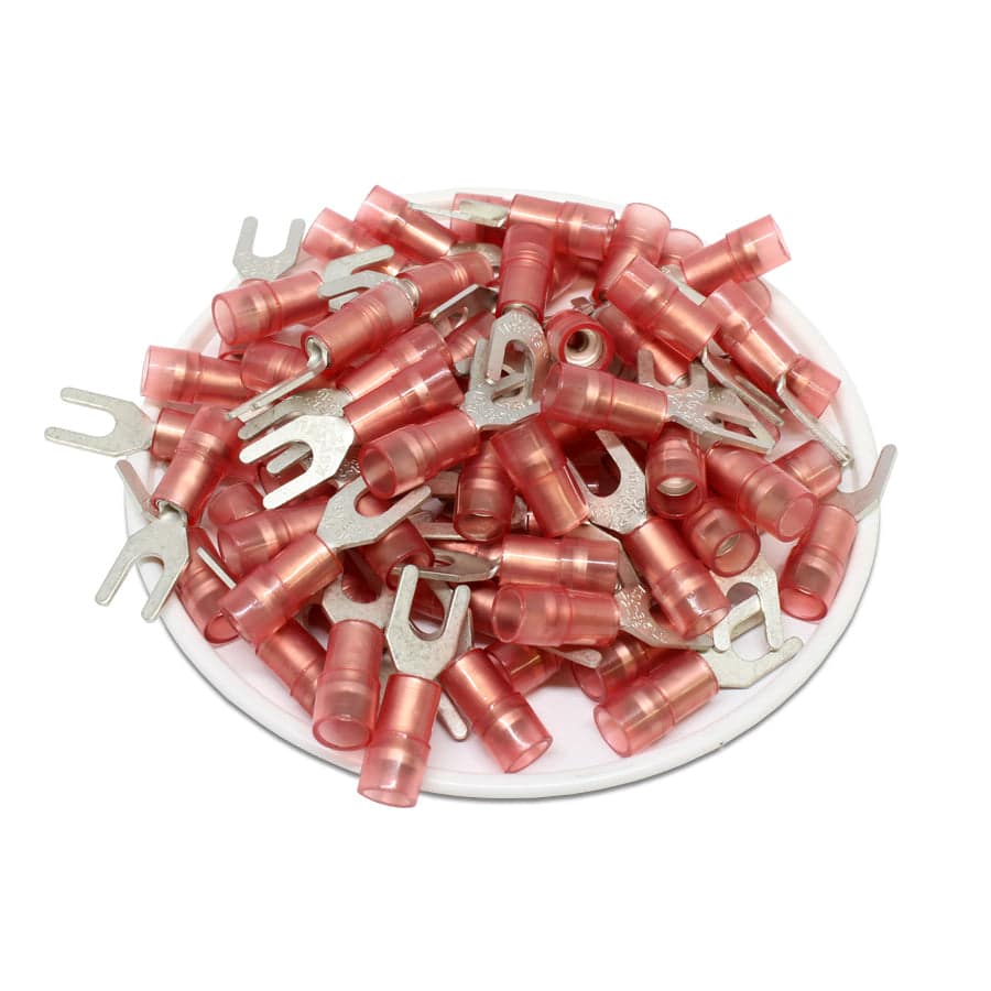 SNYDLL1-3.7 - Nylon Insulated Double Crimp Spade Terminals - 22-16 AWG - #6 Stud