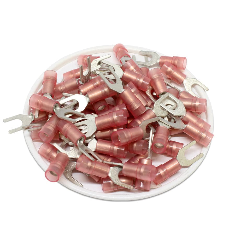 SNYDM1-4 - Nylon Insulated Double Crimp Spade Terminals - 22-16 AWG - #8 Stud