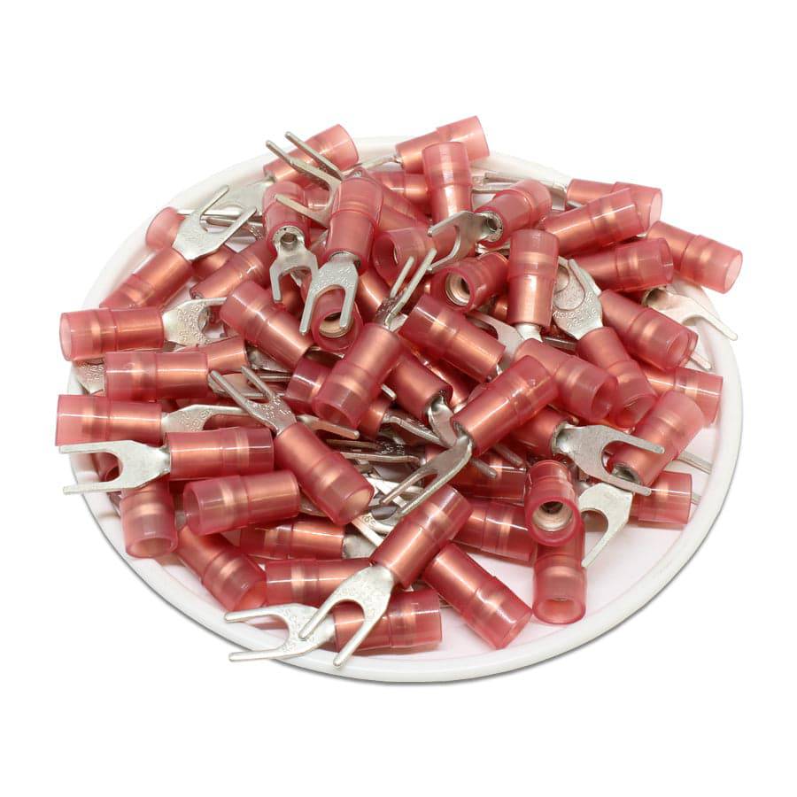 SNYDS1-3.7 - Nylon Insulated Double Crimp Spade Terminals - 22-16 AWG - #6 Stud