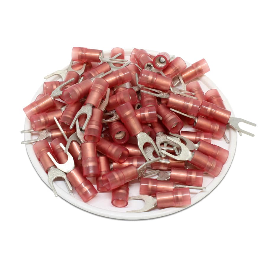 SNYDS1-4 - Nylon Insulated Double Crimp Spade Terminals - 22-16 AWG - #8 Stud