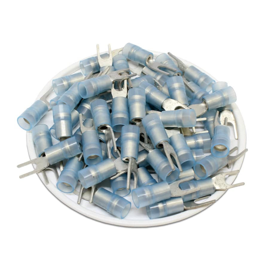SNYDS2-3.7 - Nylon Insulated Double Crimp Spade Terminals - 16-14 AWG - #6 Stud