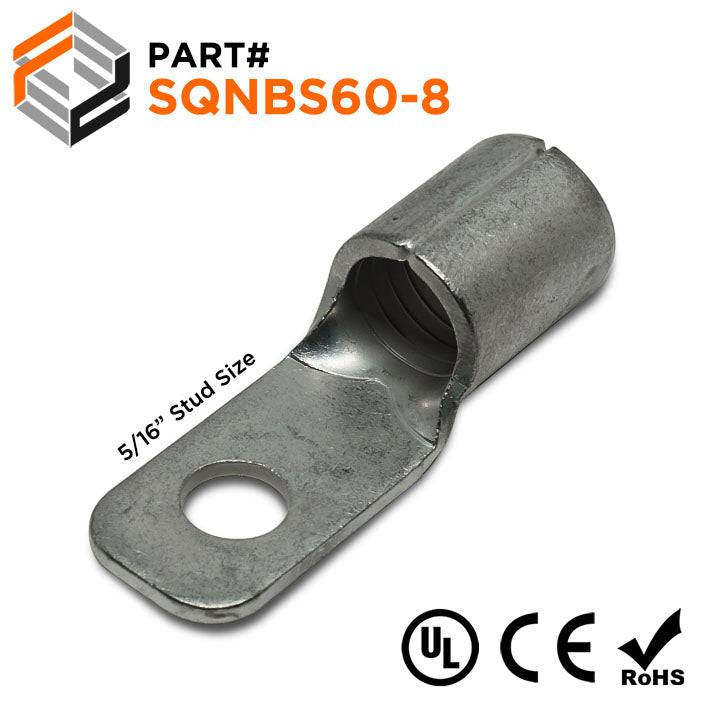 SQNBS60-8 - 1/0 AWG Square Ring Terminals, 5/16" Stud, 10 pieces