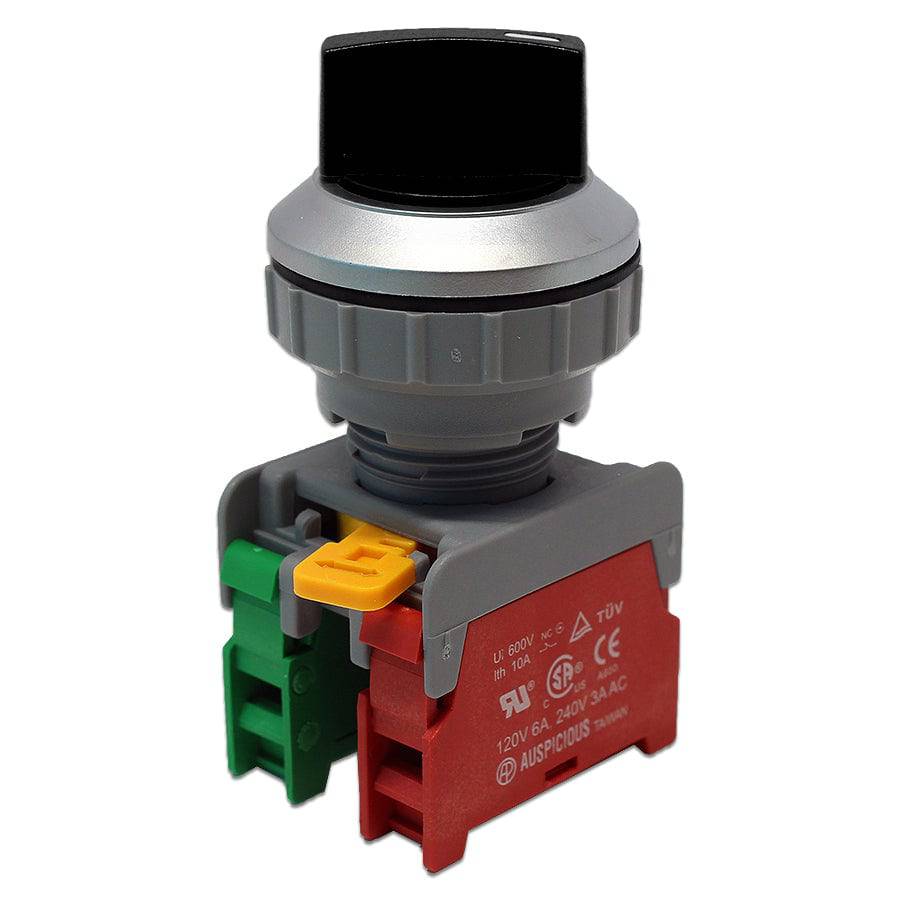 SS30-1O/C-BK - Twist Knob Switch - 2 Contact (1O/C) - 2 Positions (1-2) - Black