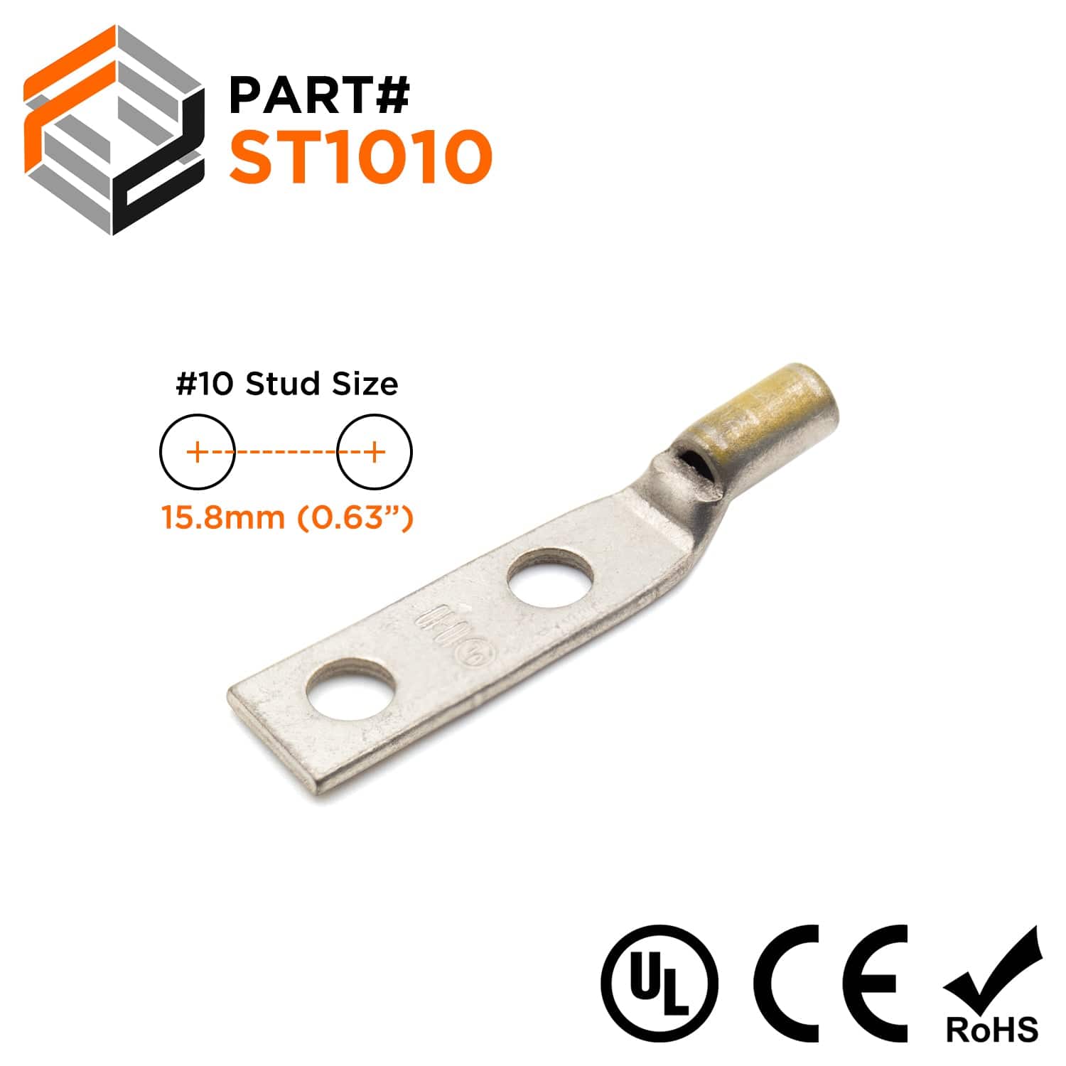 ST1010 - 10 AWG Compression Lug - #10 Stud, 1 Piece