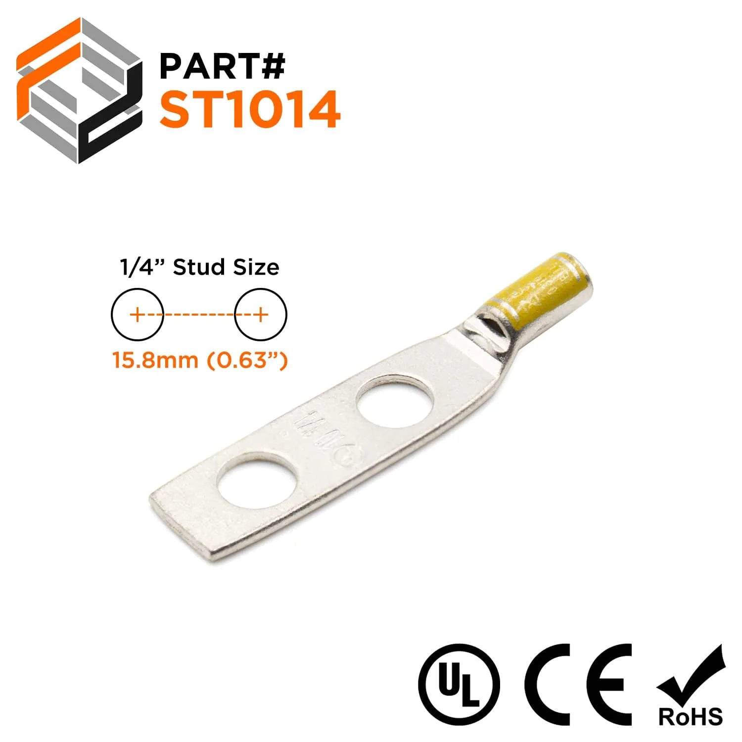 ST1014 - 10 AWG Compression Lug - 1/4" Stud, 1 Piece
