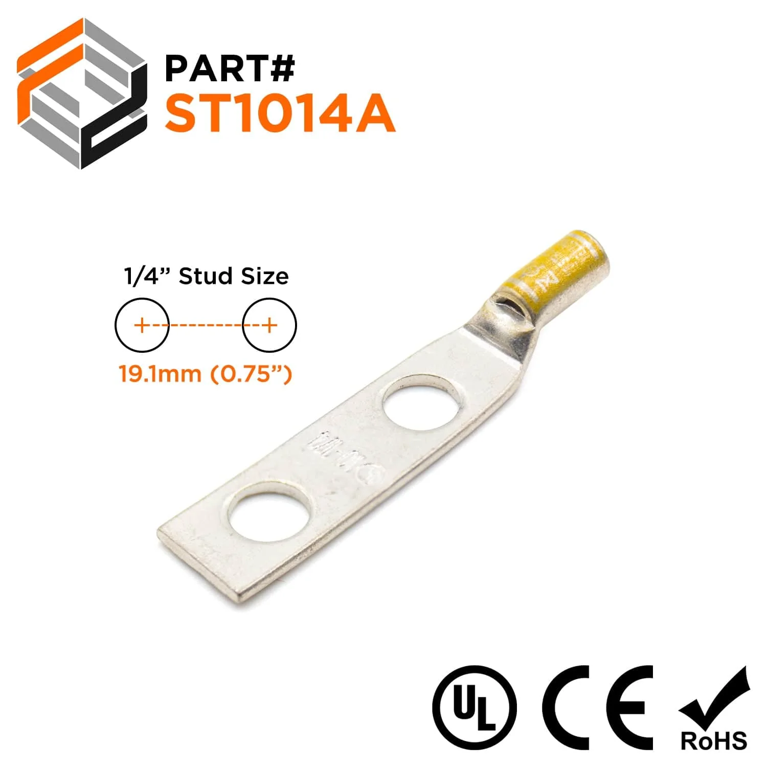 ST1014A - 10 AWG Compression Lug - 1/4" Stud, 1 Piece