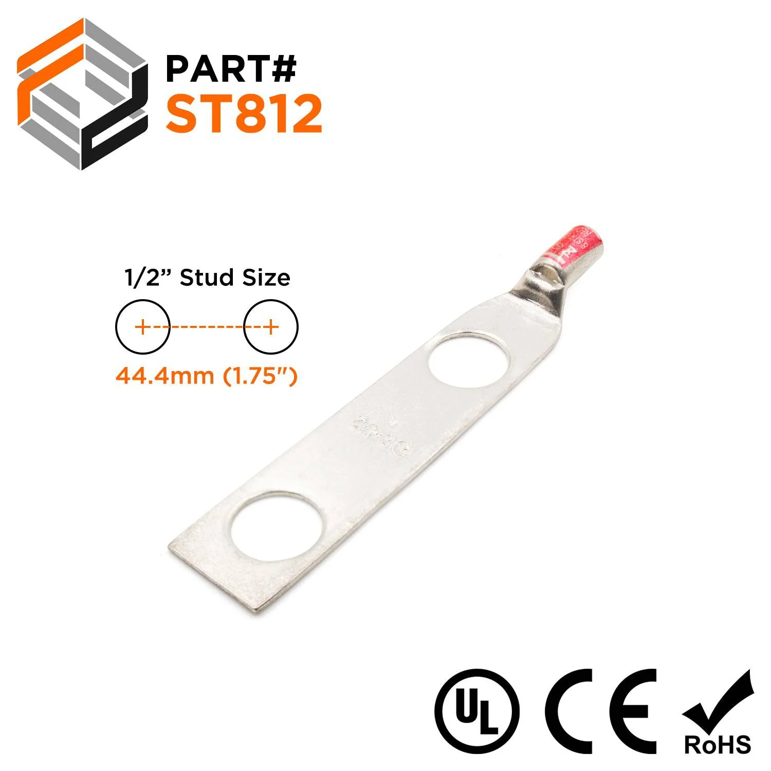ST812 - 8 AWG Compression Lug - 1/2" Stud Size, 1 Piece