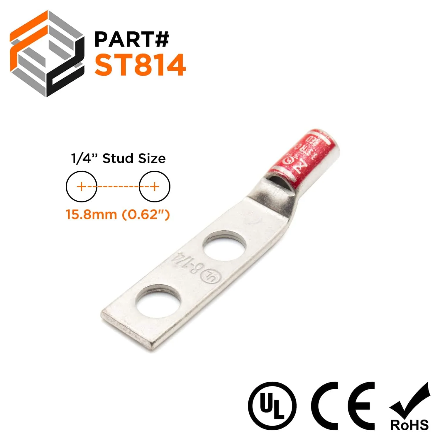 ST814 - 8 AWG Compression Lug - 1/4" Stud Size, 1 Piece