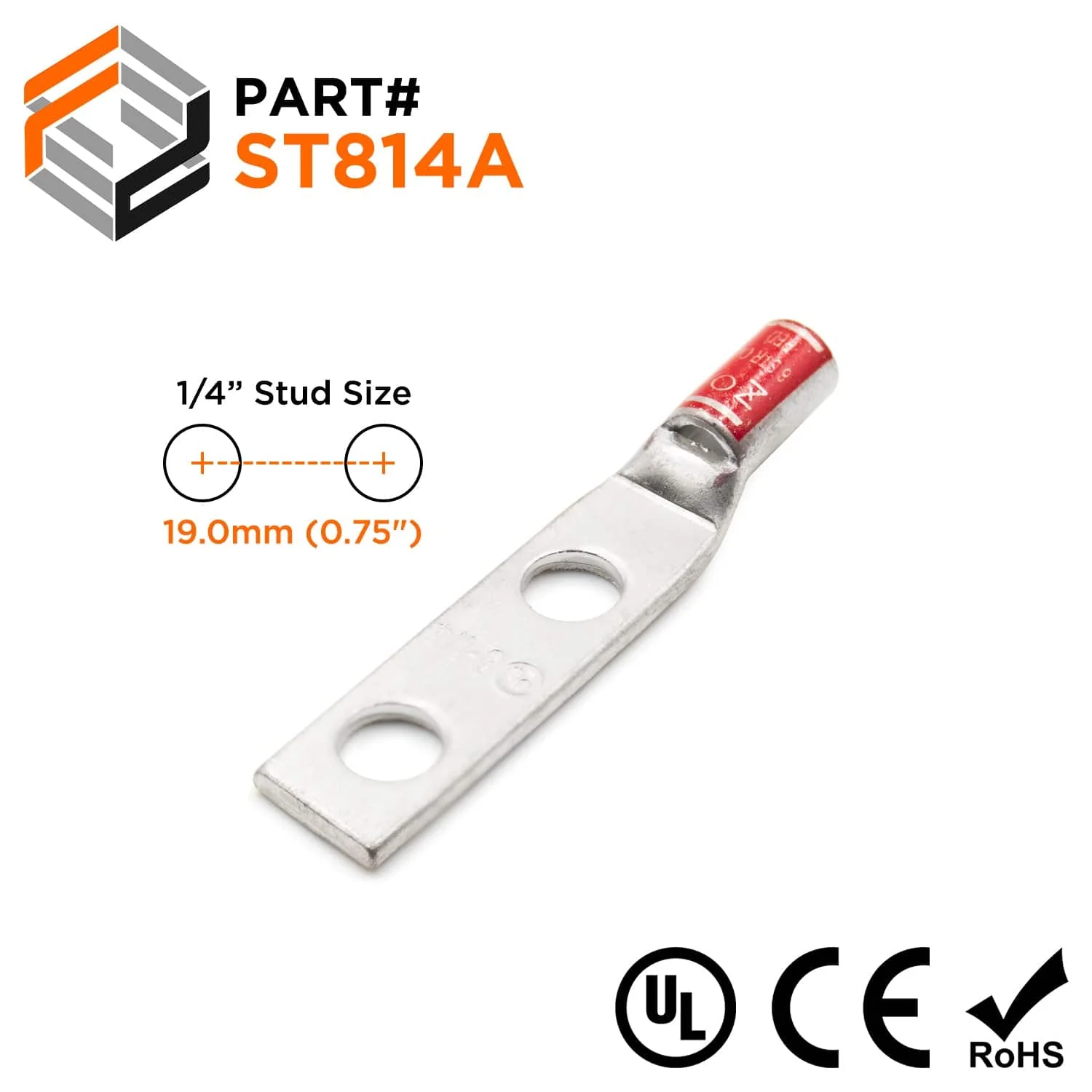 ST814A - 8 AWG Compression Lug - 1/4" Stud Size, 1 Piece