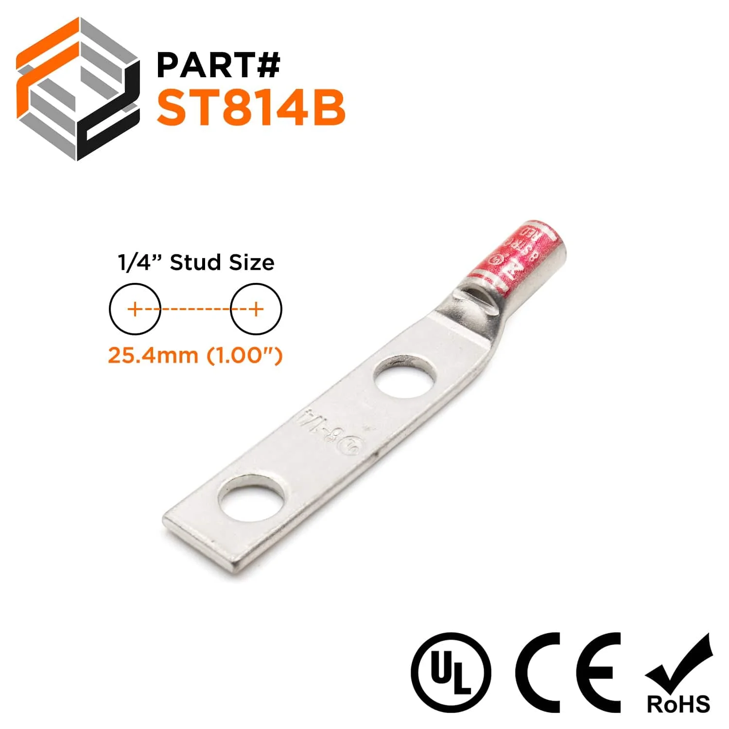 ST814B - 8 AWG Compression Lug - 1/4" Stud Size, 1 Piece