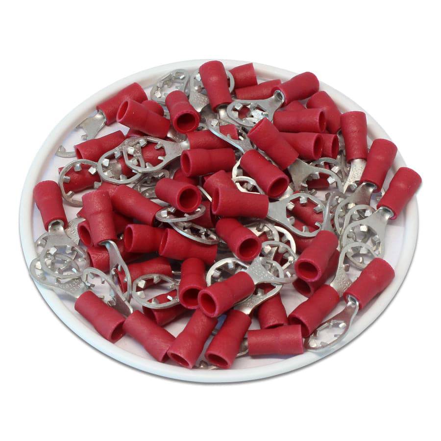 STRV1-5 - 22 to 18 AWG Vinyl Insulated Star Ring Terminals, #10 Stud, UL Approved, 100 Pieces