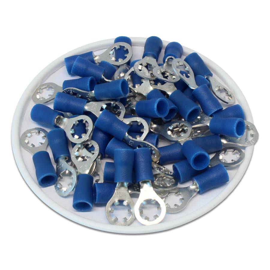 STRV2-4 - 16 to 14 AWG Vinyl Insulated Star Ring Terminals, #8 Stud, UL Approved, 100 Pieces