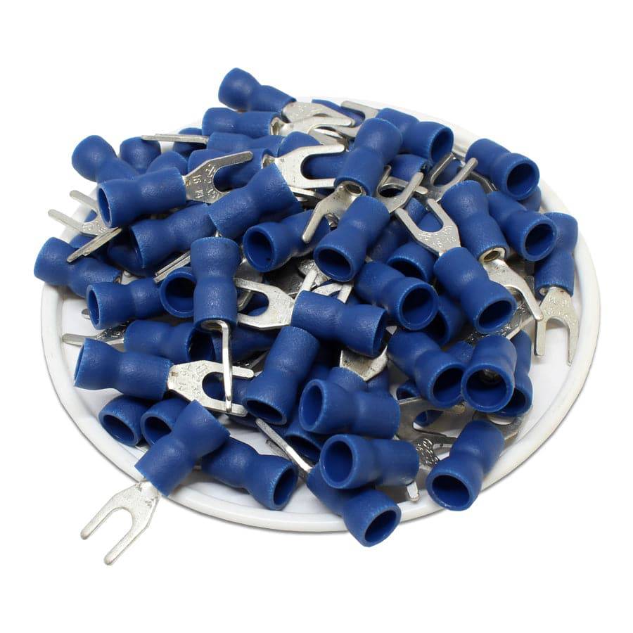 SVE2-3.2 - 16 to 14 AWG Vinyl Insulated Easy Entry Spade Terminal, #4 Stud - 100 Pieces