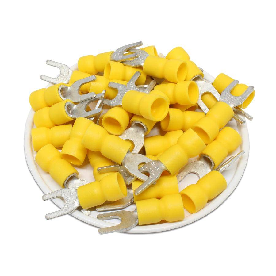 SVES5-4 - 12 to 10 AWG Vinyl PVC Insulated Spade Terminals, #8 Stud, Yellow, 50 Pieces
