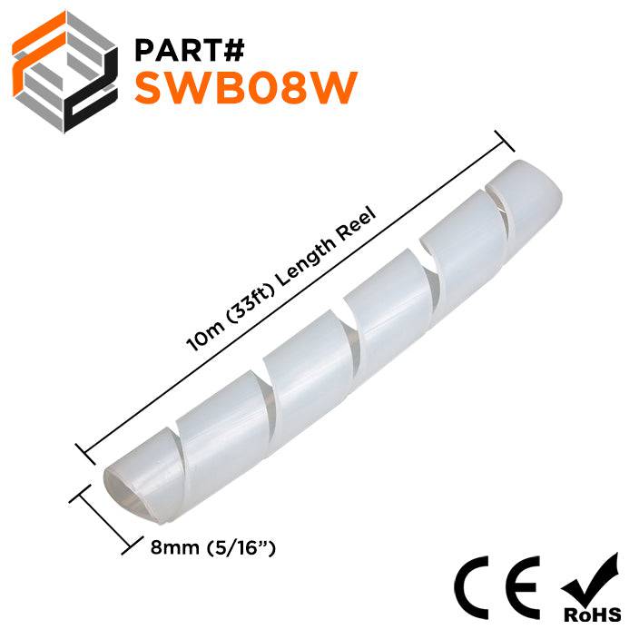 SWF08W - Fire Retardant Spiral Wrap- 5/16" (8mm) - White