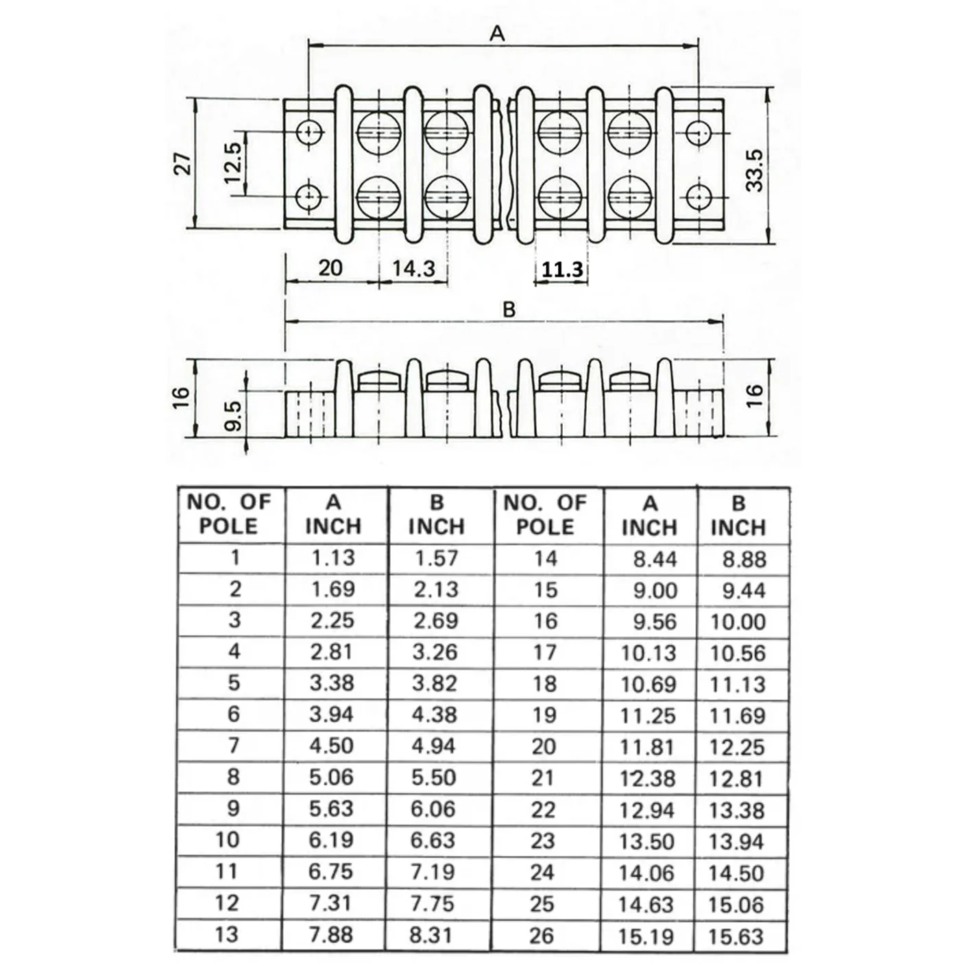 Barrier Strip Terminal Block, Terminal Strip, 2 Pole, Double Row, 30A, 300V, UL Approved - TB21-2P - Image 4