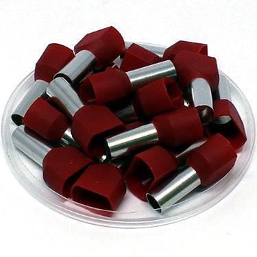 TD100018 - 2x8 AWG (18mm Pin) Twin Wire Ferrules - Red, 100 Pieces - Image 2