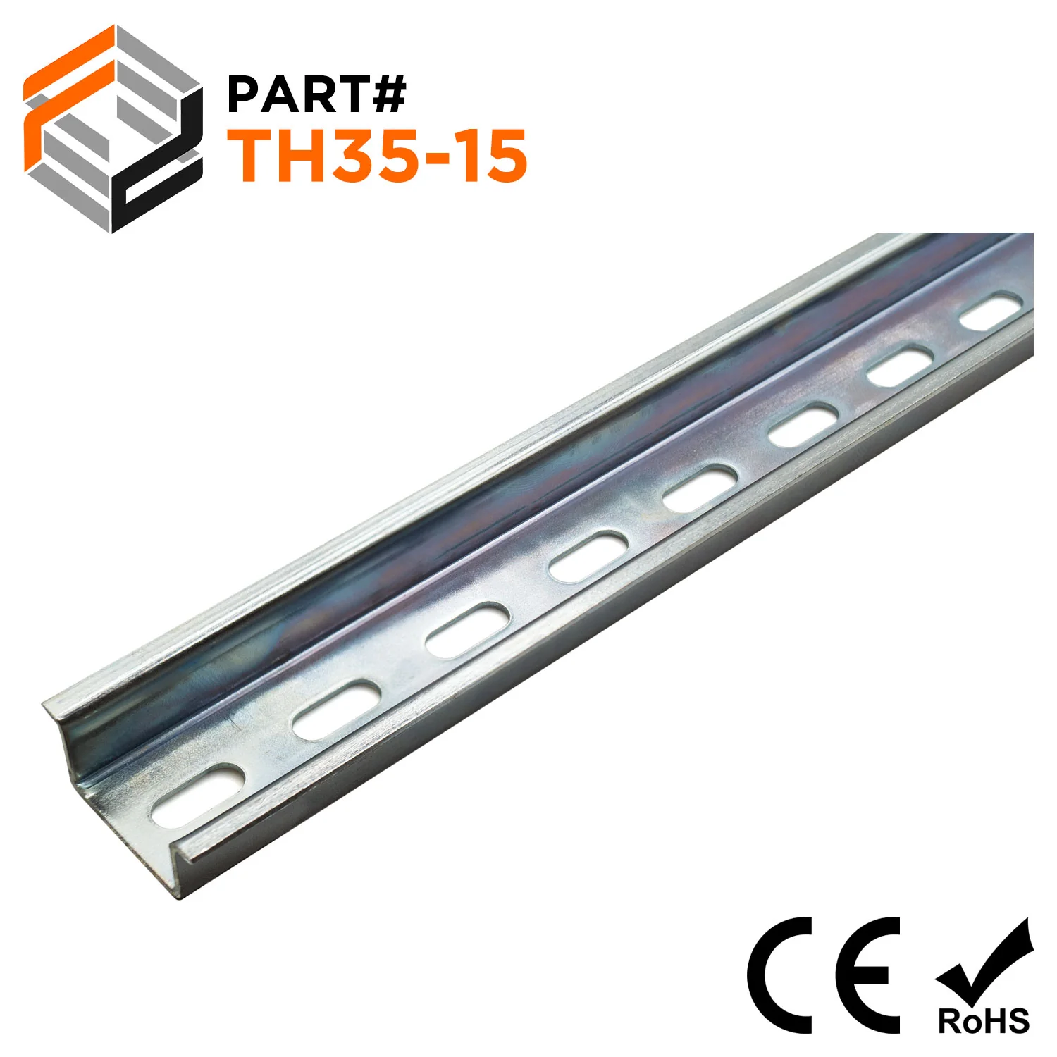 TH35-15 - Top Hat Style DIN Rail for Terminal Blocks, 35mm x 15mm, Steel, 1 Piece