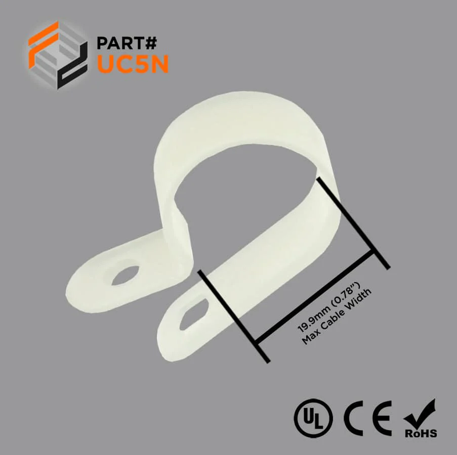 UC5N - Nylon Cable Clamps, Color: Natural, Dimensions: 37.3x11.8mm, 100 Pieces
