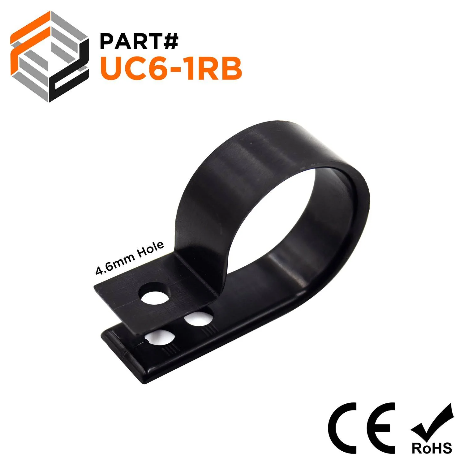 UC6-1RB - 2-Hole Strap Type Cable Clamps, 1.71" x 0.47", Black, 100 Pieces