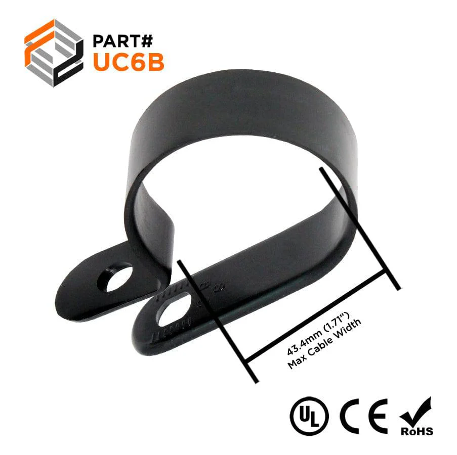 UC6B - Nylon Cable Clamps, Color: Black, Dimensions: 43.4x12mm, 100 Pieces