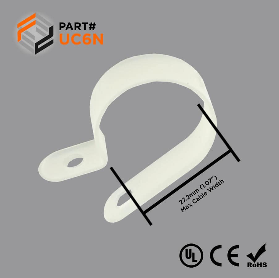 UC6N - Nylon Cable Clamps, Color: Natural, Dimensions: 43.4x12mm, 100 Pieces