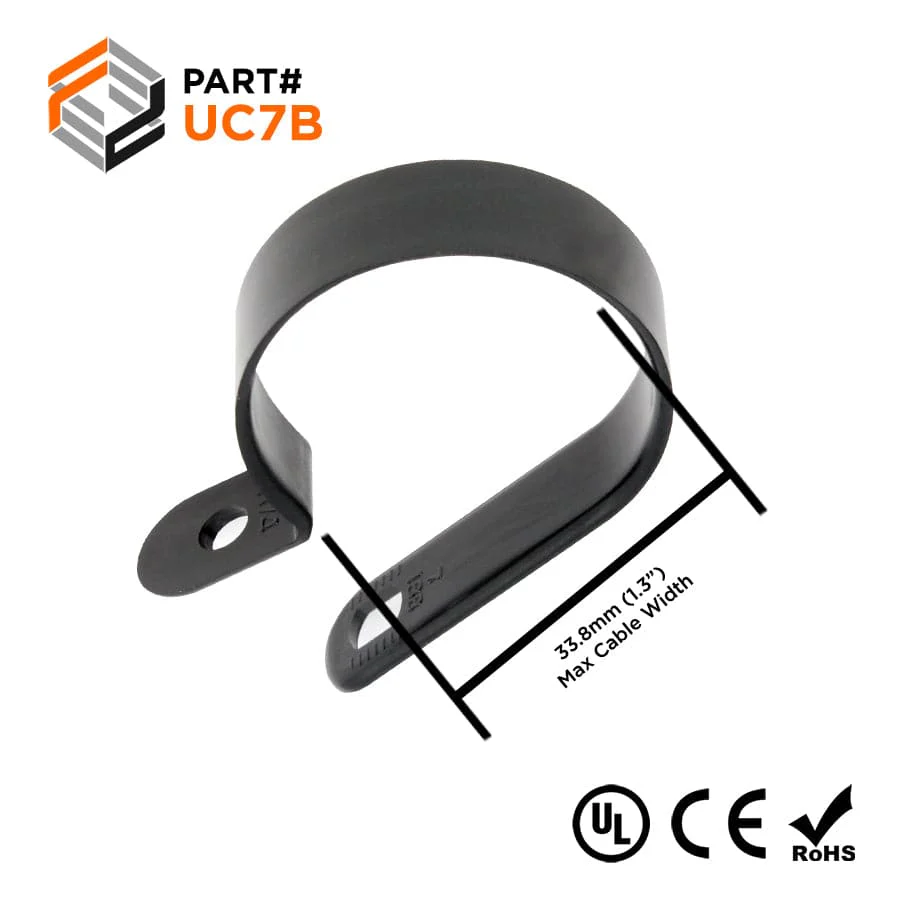 UC7B - Nylon Cable Clamps, Color: Black, Dimensions:52.3x12mm, 100 Pieces