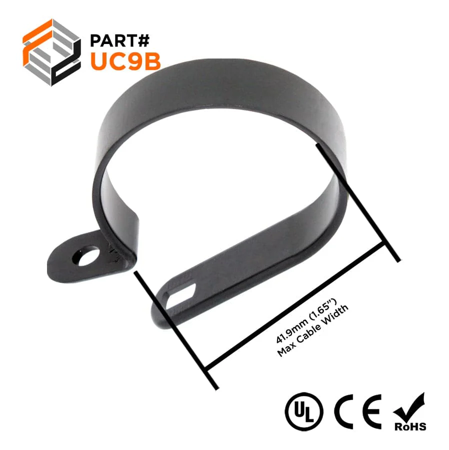 UC9B - Nylon Cable Clamps, Color: Black, Dimensions: 58.3x12.5mm, 100 Pieces