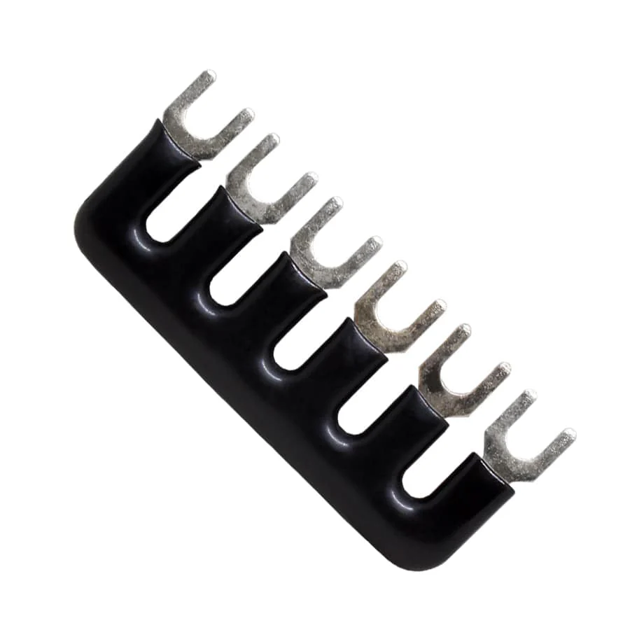 UEB6-7.3B - Fork Type External Jumper for Terminal Block UTD-10, 6 Positions, Black