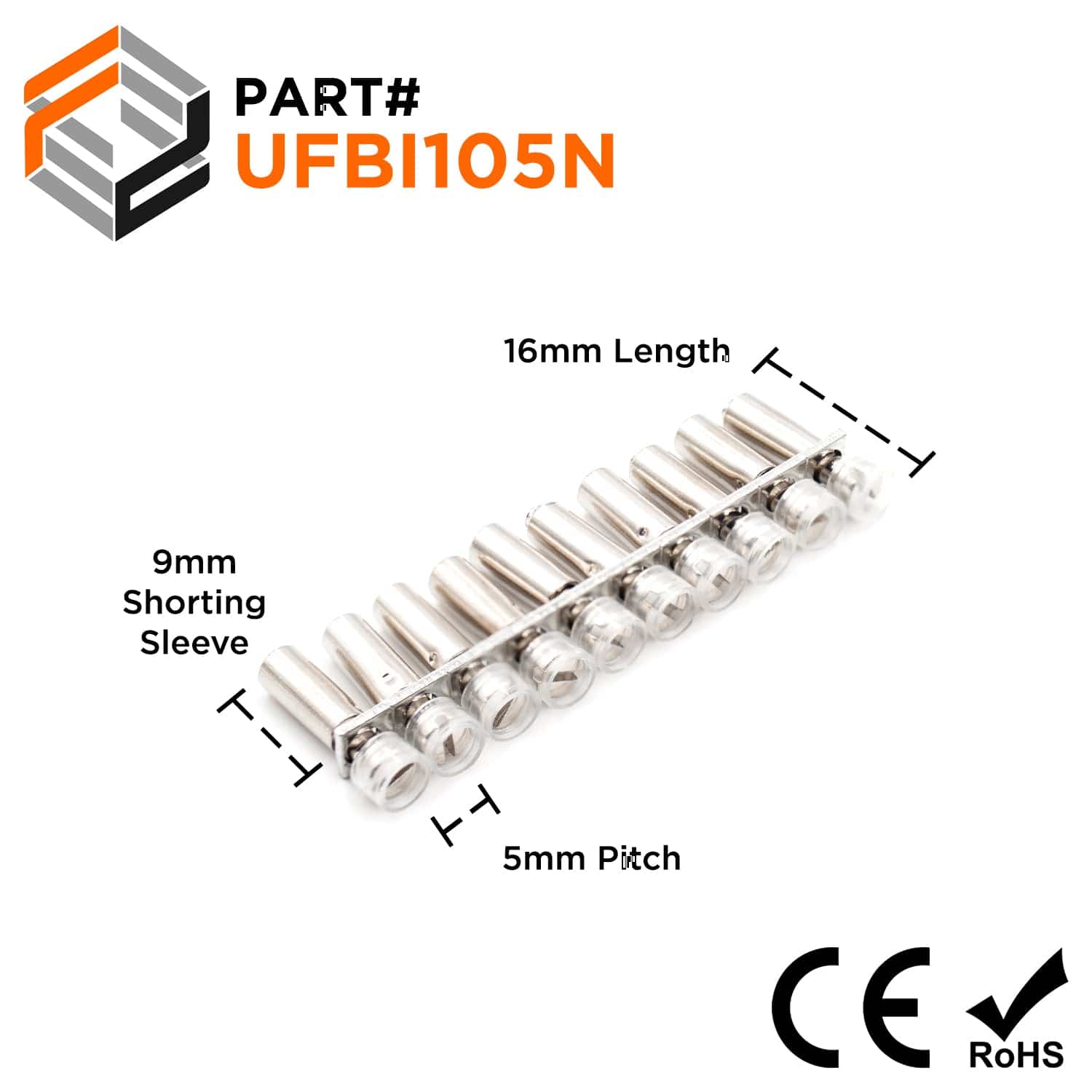 UFBI10-5N - Terminal Block Internal Jumper with Insulation Collar, 10 Positions, Screw Down